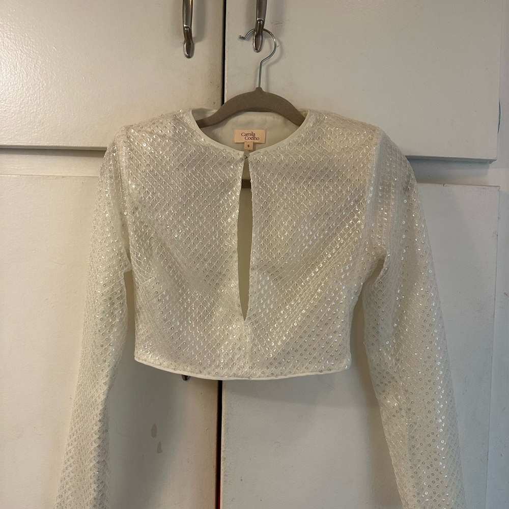 Cocho White Sequin Blouse
